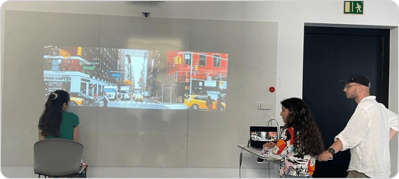 Photo of the high-fidelity prototype tested in a simulated environment, screen one