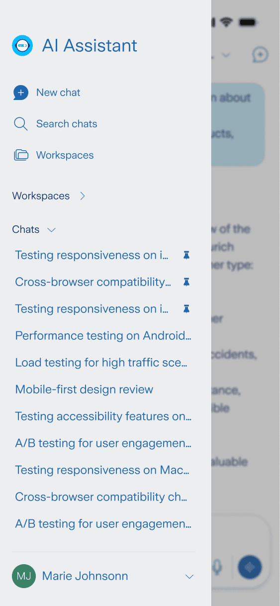 Mobile AI Assistant UI: assistant response with file attachments